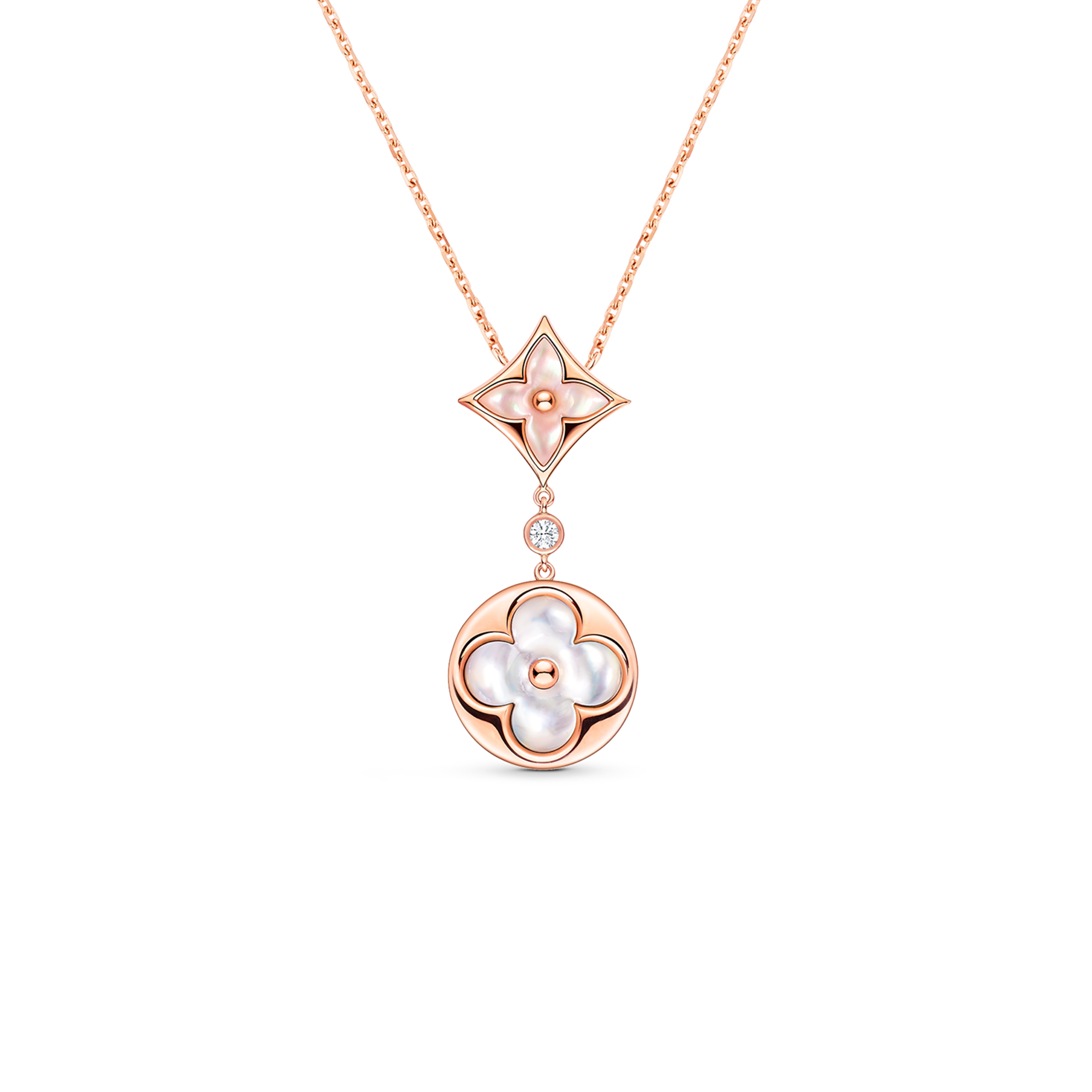 l**is v*t*n colour blossom necklace, pink gold, pink mother-of-pearl, white mother-of-pearl and Di*m*nd q94355